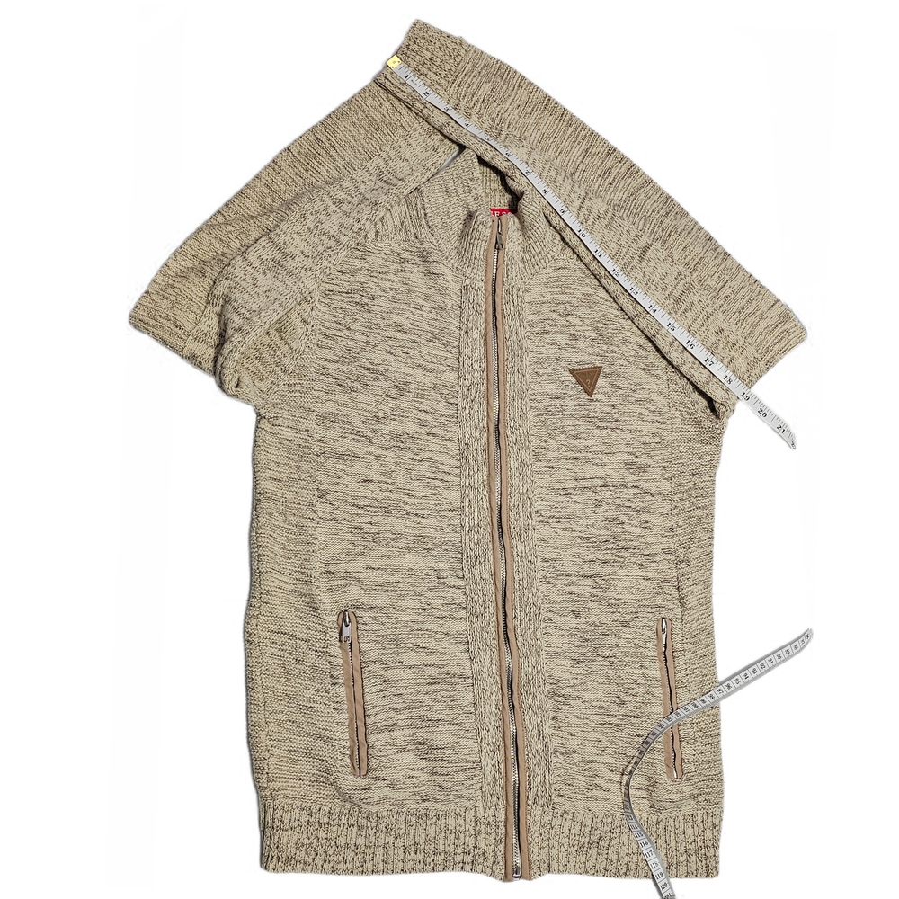Guess Beige Marbled Zip Up Mock Neck Sweater Men - Picture 12 of 15